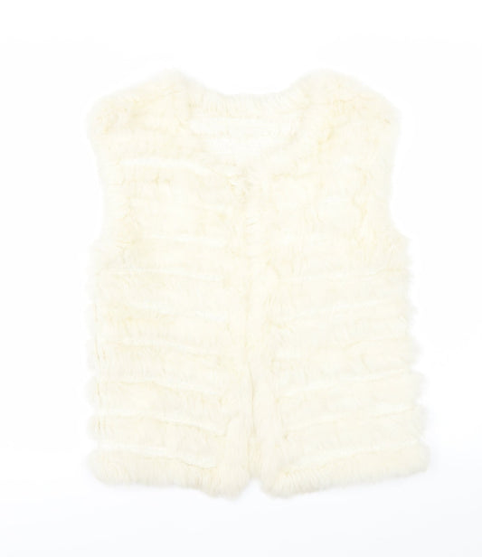 Preworn Girls White   Overcoat Coat Size L