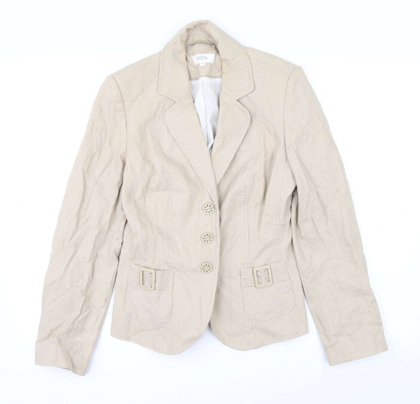 Marks & Spencer Womens White   Overcoat Coat Size 12