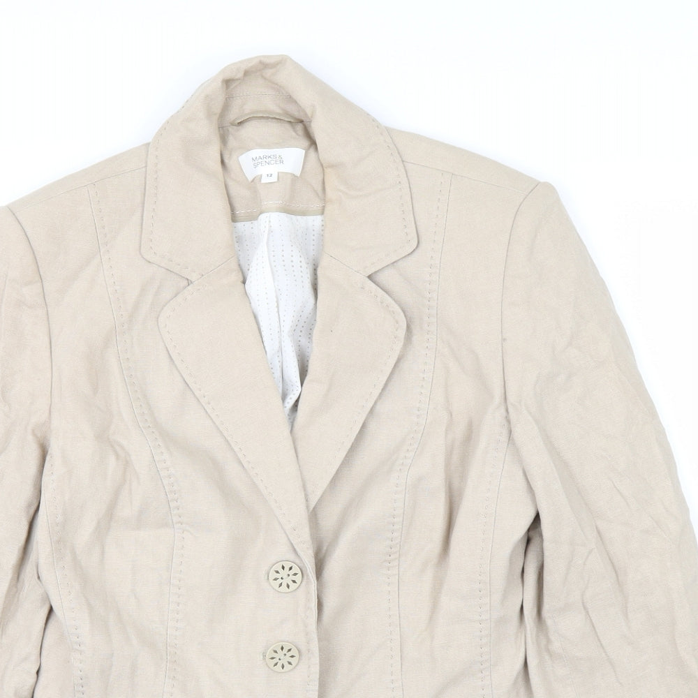 Marks & Spencer Womens White   Overcoat Coat Size 12