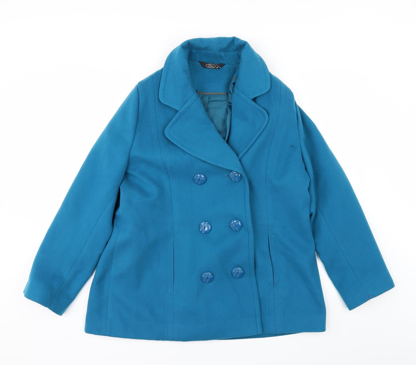 BM Womens Blue   Overcoat Coat Size 16