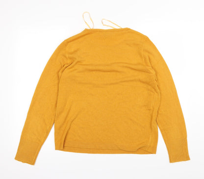 Back view of Primark women’s yellow basic t-shirt, size UK 12