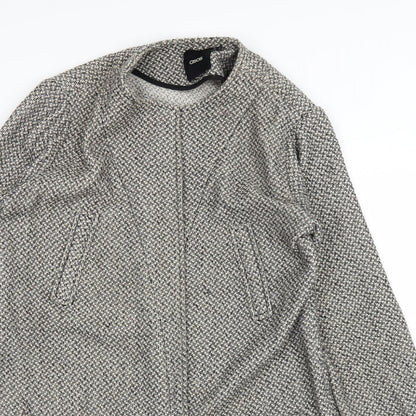 Close-up detail of ASOS women’s white overcoat coat, size UK 14