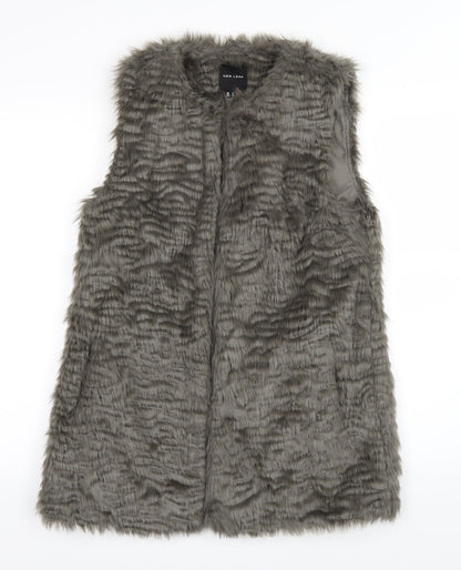 Additional front view of New Look women’s grey overcoat coat, size UK 8