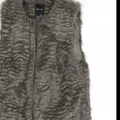 Close-up detail of New Look women’s grey overcoat coat, size UK 8