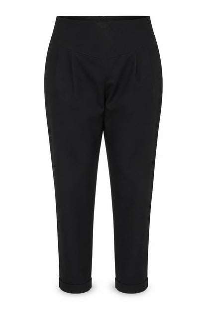 Front view of PRETTYLITTLETHING women’s black trousers, size UK 6, 26-inch leg