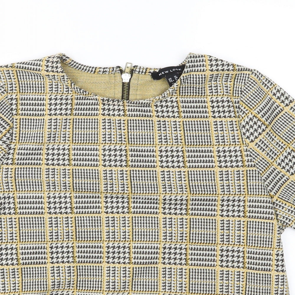 New Look Womens Yellow Check  Basic Blouse Size 10