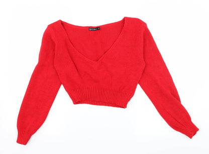 Front view of I SAW IT FIRST women’s red knit jumper, size S