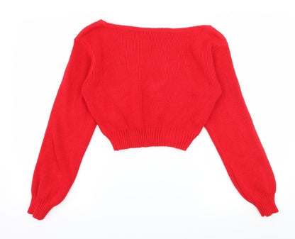 Back view of I SAW IT FIRST women’s red knit jumper, size S