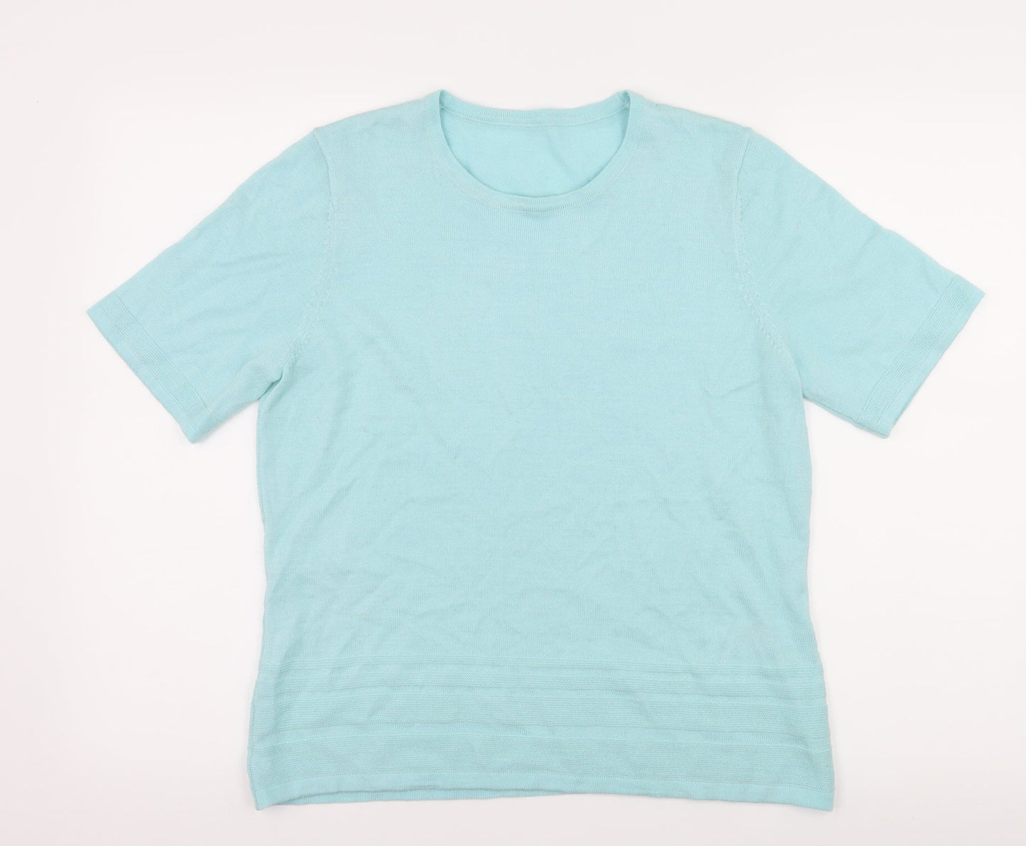 Preworn Womens Blue  Knit Basic T-Shirt Size 14