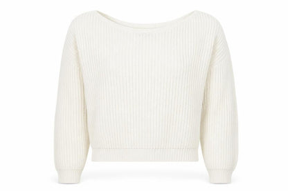 Front view of PRETTYLITTLETHING women’s white knit jumper, size S