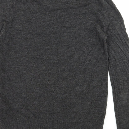 Brand and care label for F&F men’s grey knit jumper, size S