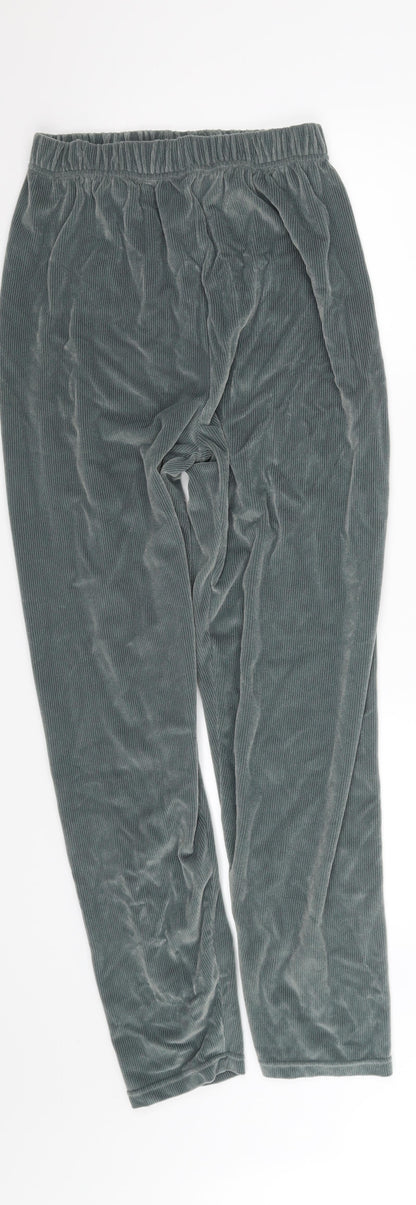 Front view of Accent women’s green trousers, size M, 27-inch leg