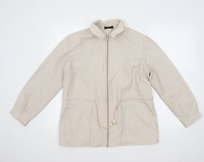 Additional front view of Preworn women’s beige jacket coat, size UK 12