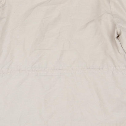 Brand and care label for Preworn women’s beige jacket coat, size UK 12
