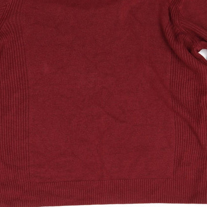 Brand and care label for Classics women’s red jumper, size M