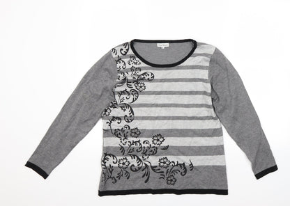 Additional front view of Nina Mutati women’s grey floral jumper, size M
