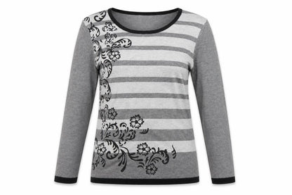 Front view of Nina Mutati women’s grey floral jumper, size M