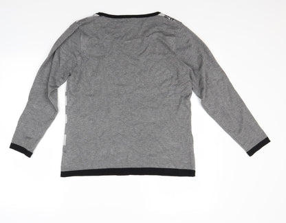 Back view of Nina Mutati women’s grey floral jumper, size M