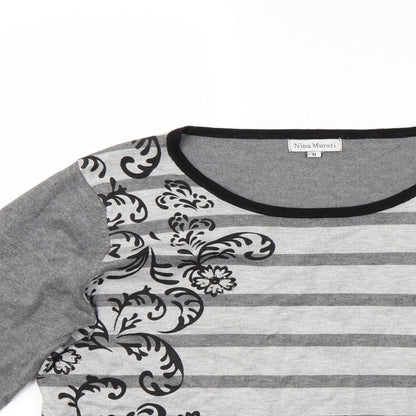 Close-up detail of Nina Mutati women’s grey floral jumper, size M