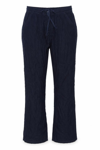 Front view of Next women’s blue trousers, size UK 8, 28-inch leg