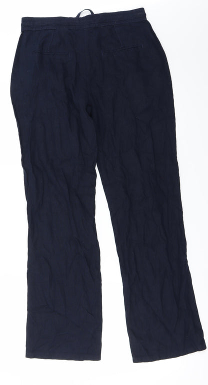 Back view of Next women’s blue trousers, size UK 8, 28-inch leg