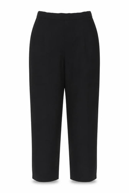 Front view of Preworn women’s black trousers, size UK 18, 26-inch leg