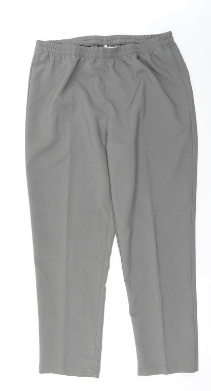 Additional front view of Preworn women’s grey trousers, size UK 22, 20-inch leg
