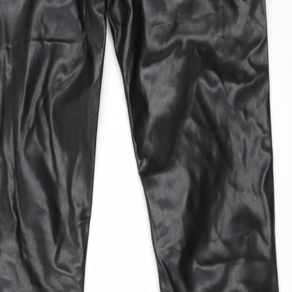 Brand and care label for Preworn women’s black trousers, size M, 30-inch leg