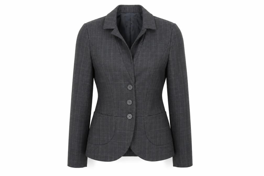 Front view of Zara women’s grey jacket blazer, size UK 6