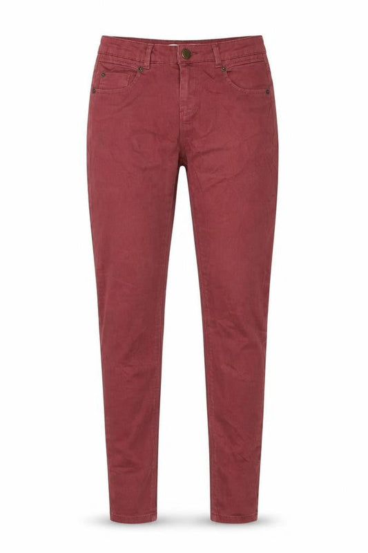 Front view of Topshop women’s red skinny jeans, size UK 26, in, 32-inch leg