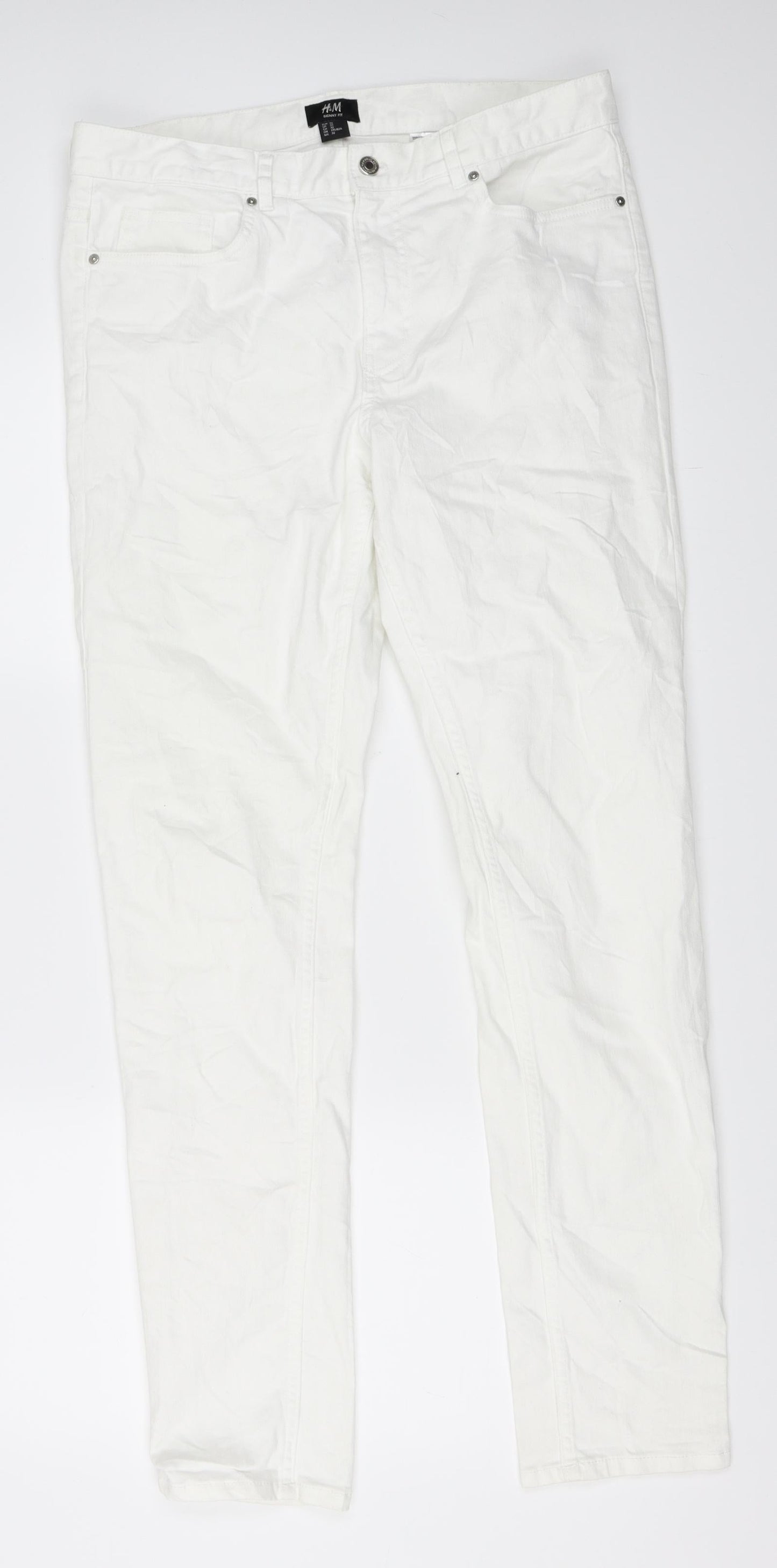 H&M Womens White  Denim Skinny Jeans Size 32 L30 in
