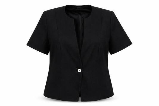 Front view of Bonmarché women’s black jacket blazer, size UK 12