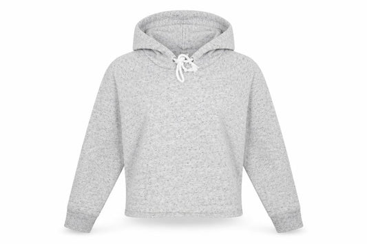 Front view of H&M women’s grey pullover hoodie, size S