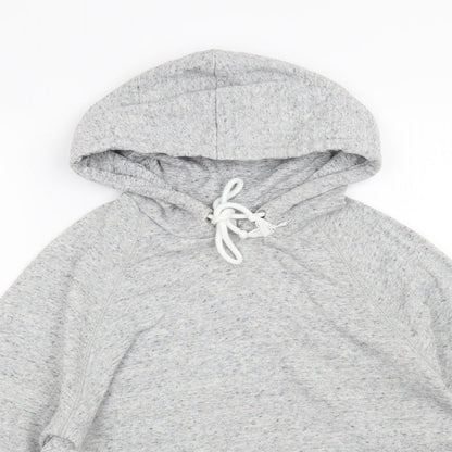 Close-up detail of H&M women’s grey pullover hoodie, size S