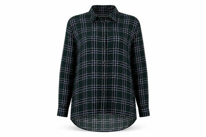 Front view of Atmosphere women’s green striped basic button-up, size UK 12