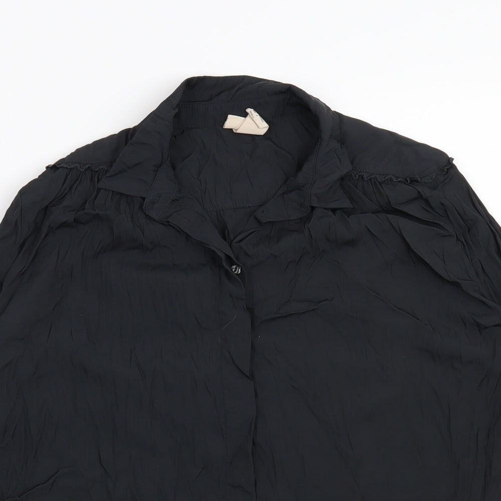 H&M Womens Black   Basic Button-Up Size 6