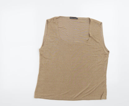 Additional front view of Reflections women’s brown basic blouse, size 2XL