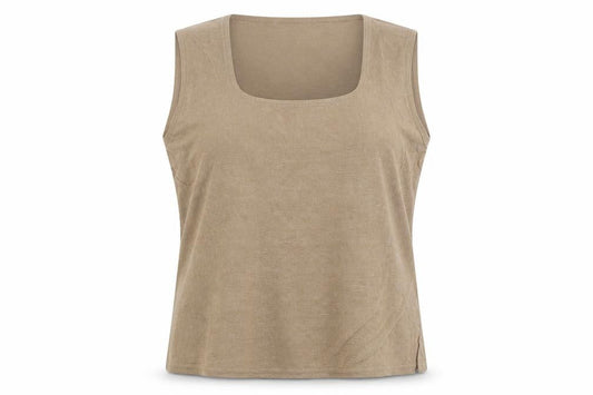 Front view of Reflections women’s brown basic blouse, size 2XL