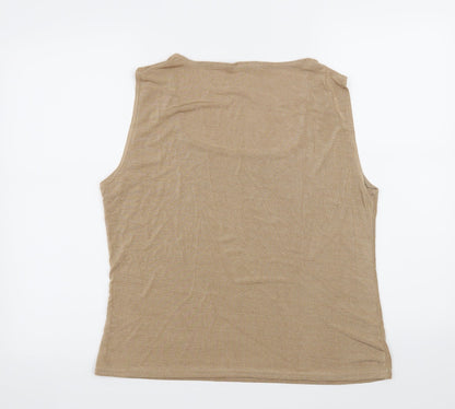 Back view of Reflections women’s brown basic blouse, size 2XL