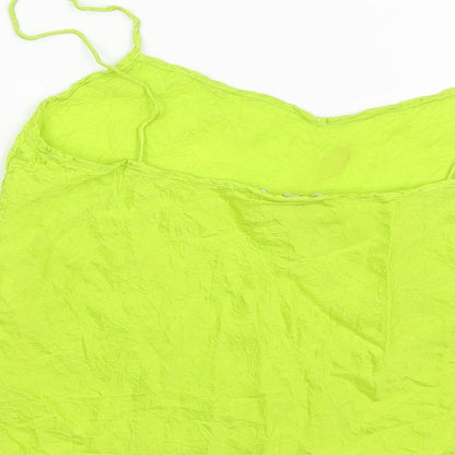 Brand and care label for Preworn women’s green basic blouse, size S