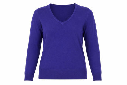 Front view of F&F women’s blue knit jumper, size UK 14