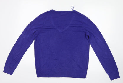 Back view of F&F women’s blue knit jumper, size UK 14