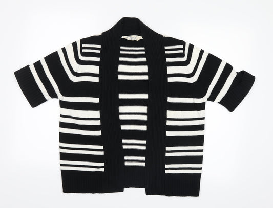 BHS Womens Black Striped Knit Cardigan Jumper Size 14