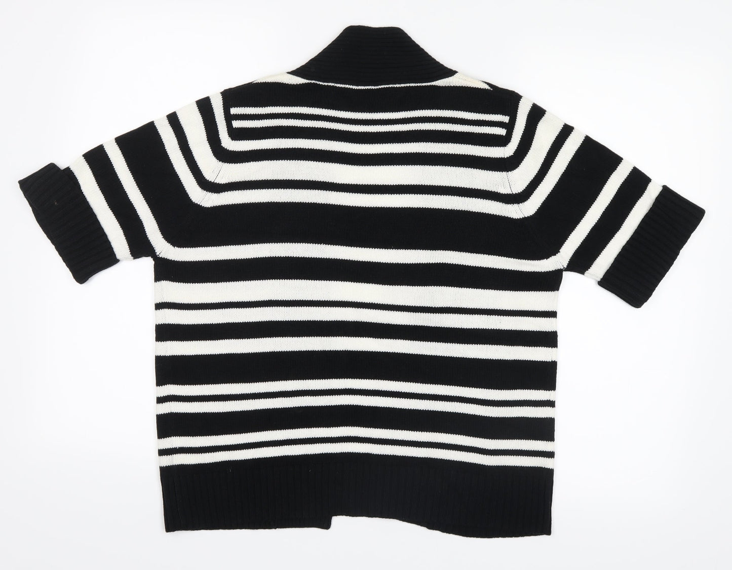 BHS Womens Black Striped Knit Cardigan Jumper Size 14