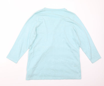Back view of Preworn women’s blue basic t-shirt, size M