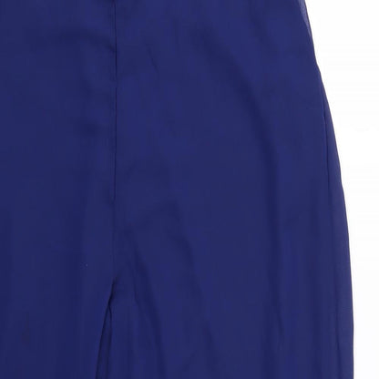 Close-up detail of Nightingales women’s blue trousers, size UK 18, 27-inch leg
