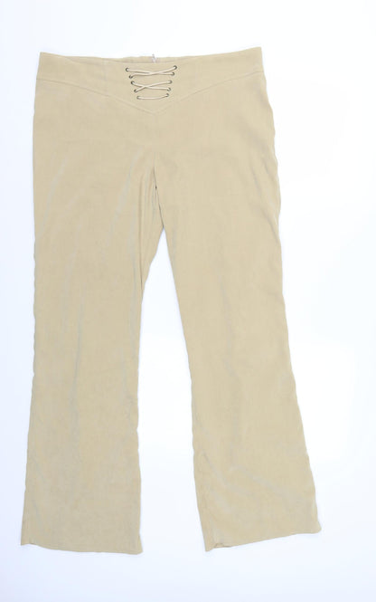Additional front view of P women’s beige trousers, size UK 16, 32-inch leg