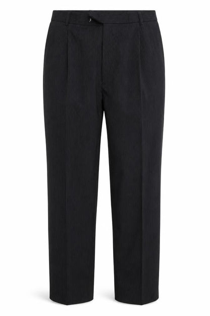 Front view of Next women’s black striped trousers, size UK 34, 31-inch leg
