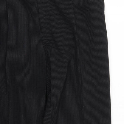 Close-up detail of Next women’s black striped trousers, size UK 34, 31-inch leg