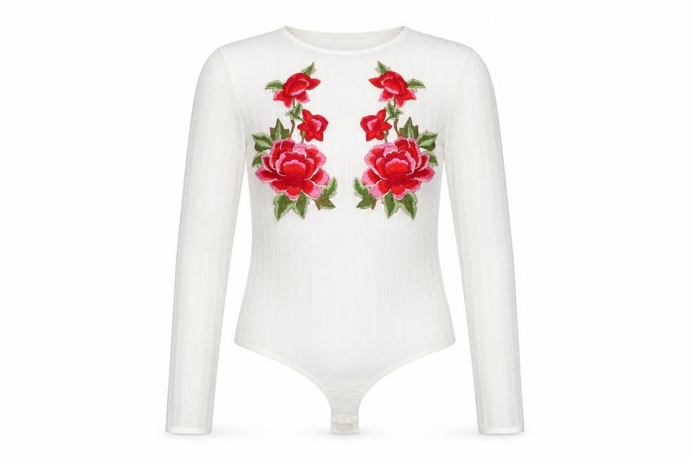 PRETTYLITTLETHING Womens White Floral  Bodysuit One-Piece Size 8